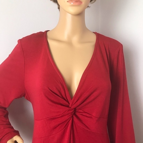 Motherhood Maternity Red Dress – XL with Knot Front & Tie Back - Picture 2 of 10